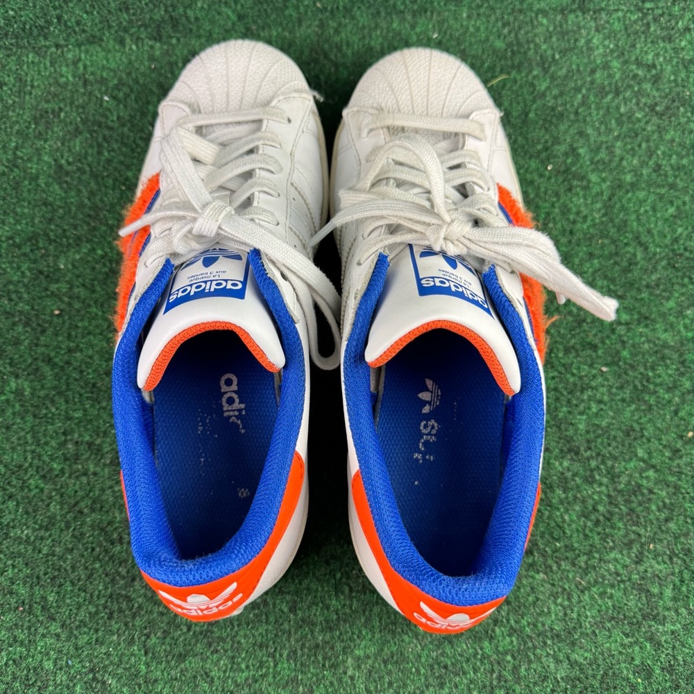 Adidas Superstar Low IF7610 Trainers Womens Cloud White Orange Royal Blue Size 9 - Picture 6 of 8